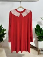 Handmade Red Tunic with Embroidered Collar, Muslim Clothing, Turkish Clothing, Modest, Fashion, Trend